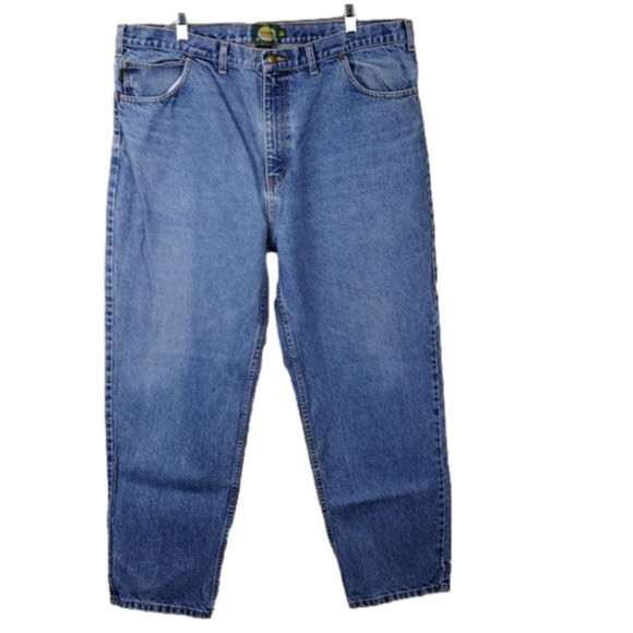 Cabela's Outdoor Gear Blue Medium Wash Five Pocket Zip Up Straight Leg Jean - Picture 1 of 12